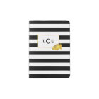 Black Stripe & Faux Gold Peony Monogram