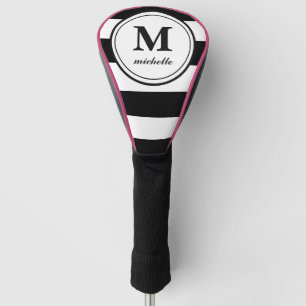 Black stripe Golf personalized NAME monogram Golf Head Cover