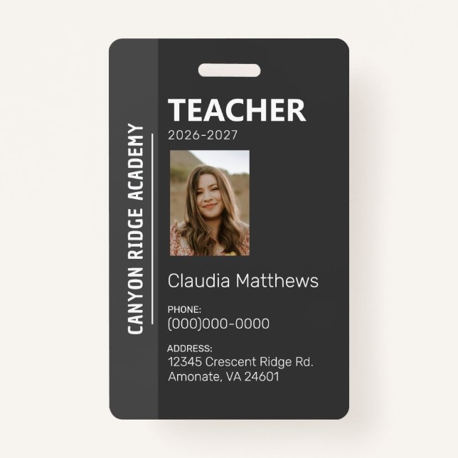 Black Stripe Homeschool Educator ID Badge (Devant)