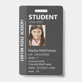Black Stripe Homeschool Student ID Badge