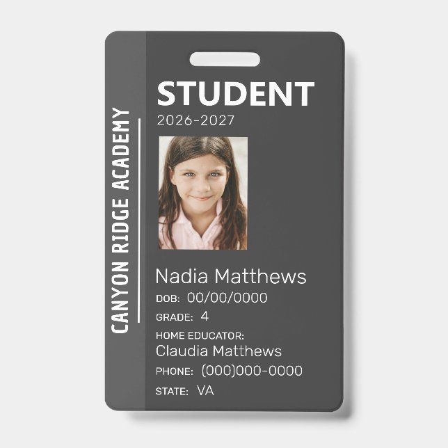 Black Stripe Homeschool Student ID Badge (Front)