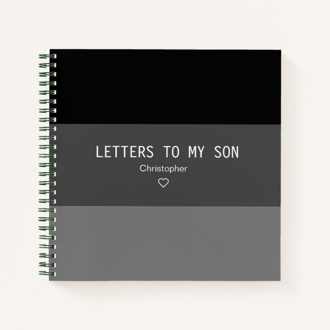 Black Stripe Letters to My Son Keepsake Journal (Front)