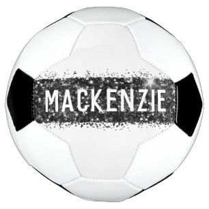 Black Stripe Monogram Custom Personalized Name Soccer Ball