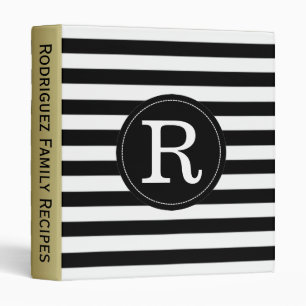 Black Stripe Monogram Recipe, Wedding Photo Album Binder