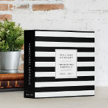 Black Stripe Personalized Homeschool Portfolio Binder<br><div class="desc">Organize your homeschool class materials in this beautifully designed personalized binder. Design features classic black and white stripes with a solid black spine and modern lettering. Personalize the front with three lines of custom text (shown with family name, "homeschool portfolio" and the academic year), and customize the spine with matching...</div>