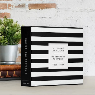 Black Stripe Personalized Homeschool Portfolio Binder