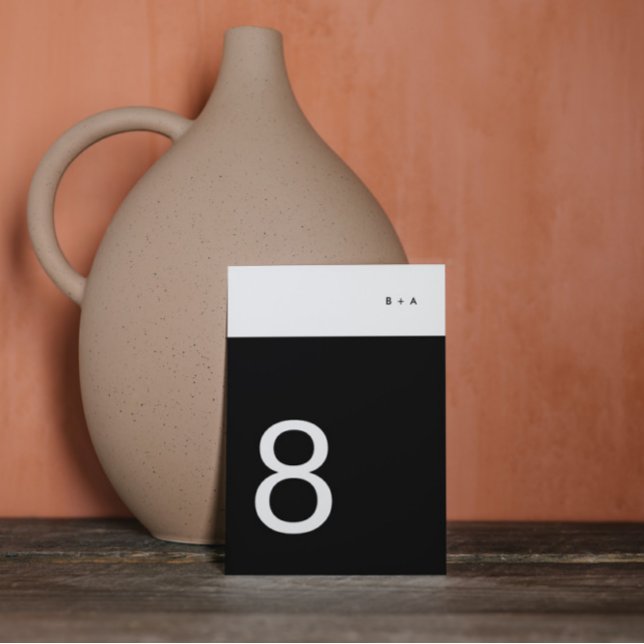 Black Stripe Simple Plain Modern Premium Elegant T Table Number (Creator Uploaded)