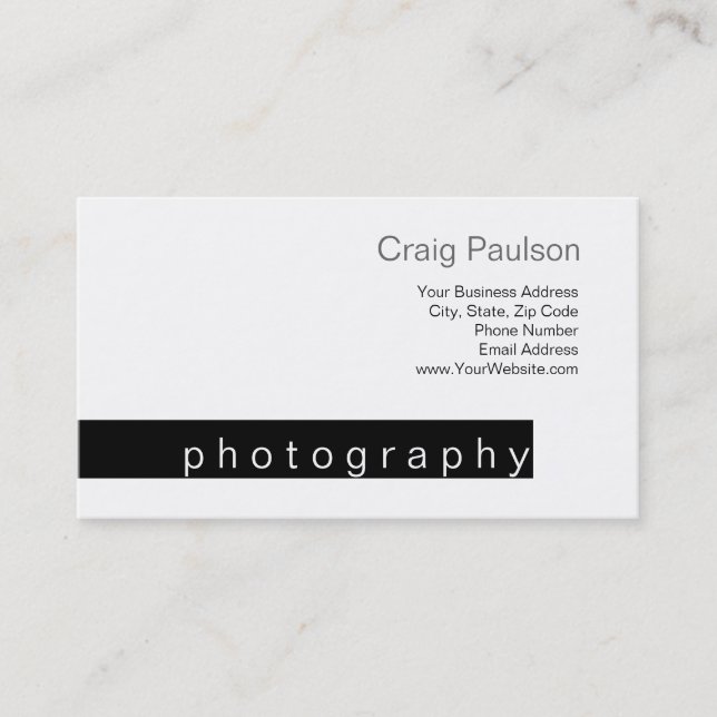 Black Stripe White Trend Photography Business Card (Front)