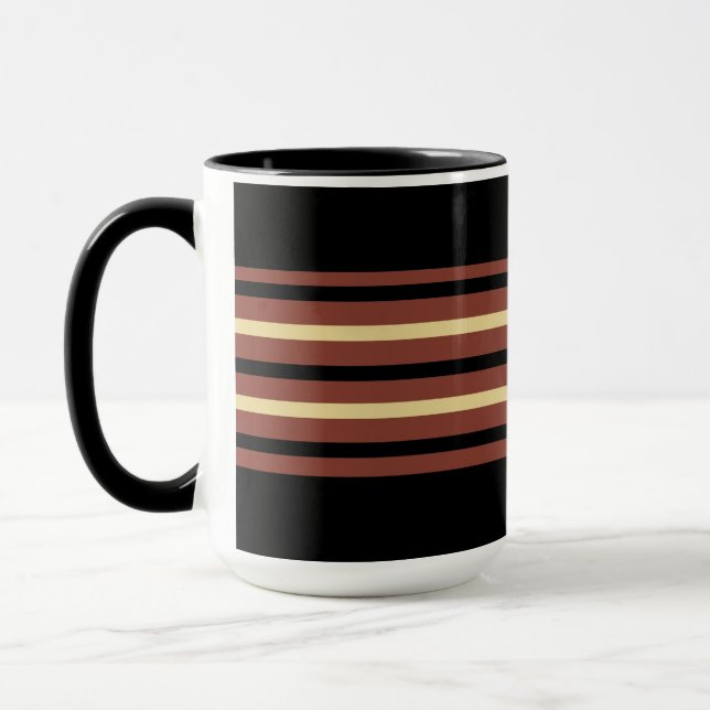 Black Striped Coffee Mug Cup - Modest Chic (Left)