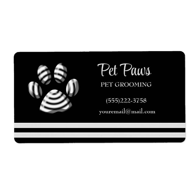 Black Striped Dog Paw Pet Grooming Service  Busine (Front)