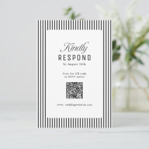 Black Striped Elegance Classy QR Code Wedding RSVP Card