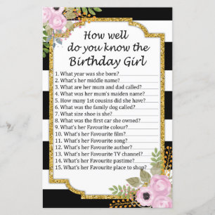 Black Striped How well do you know birthday girl