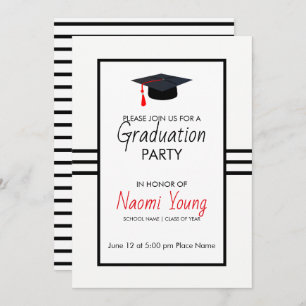 Black Stripes And Cap Invitation
