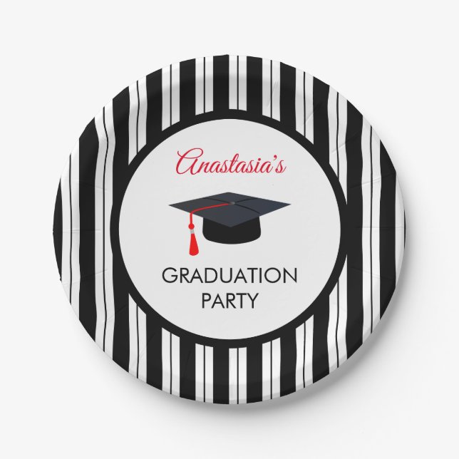 Black Stripes And Lines And Cap Paper Plate (Front)
