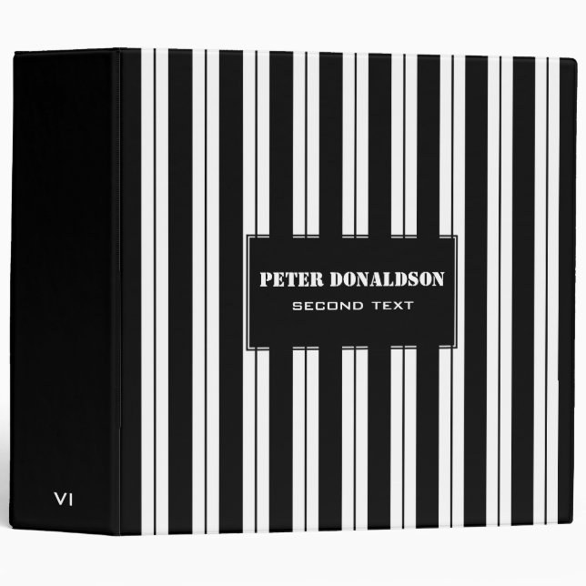 Black Stripes And Lines Binder (Front/Spine)