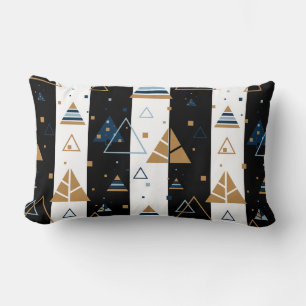Black Stripes & Colourful Triangles Pattern Lumbar Pillow