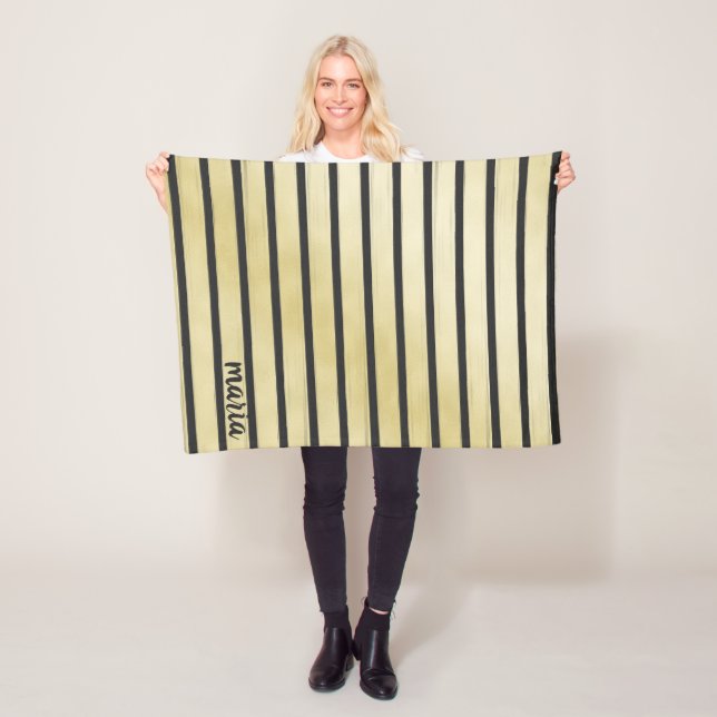 Black Stripes Fleece Blanket (In Situ)