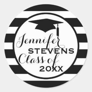 Black Stripes Geometric Pattern-Graduations Classic Round Sticker