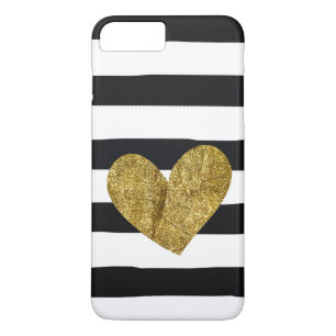 Black Stripes Gold Heart Case-Mate iPhone Case