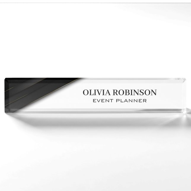 Black Stripes Gold Thin Lines Nameplate (Front)