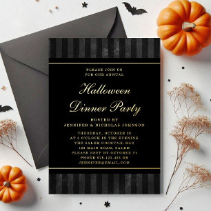 Black Stripes Halloween Dinner Party Gold