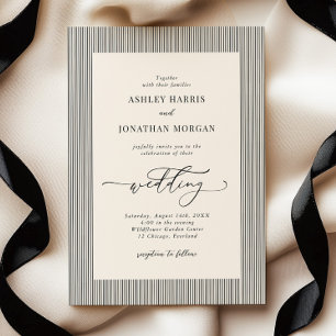 Black Stripes Old Money Wedding Invitation