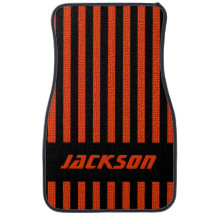 Black Stripes | Orange Burlap Textured Print