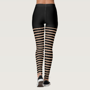 Black Stripes Pattern Cut Out Look Leggings