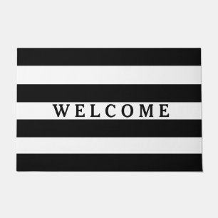 Black Stripes Pattern {pick your background colour Doormat