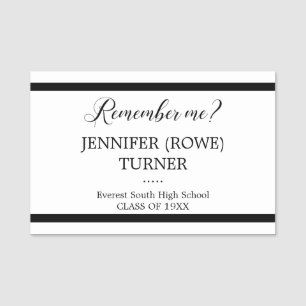 Black Stripes Remember Me School Class Reunion Name Tag