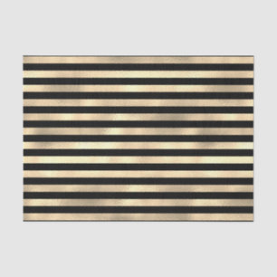 Black Stripes Textured Iridescent Gold Background Tissue Paper