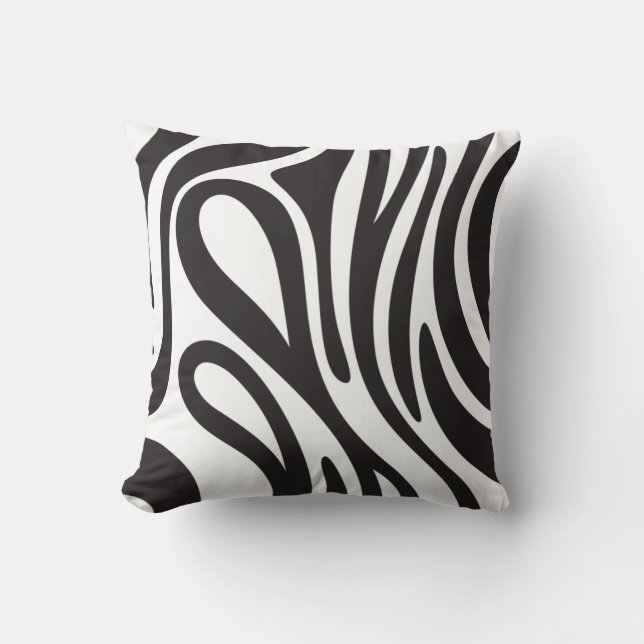 Black Stripes Throw Pillow (Front)