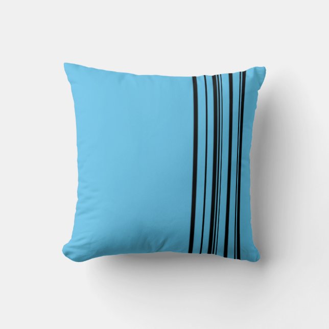 Black stripes with blue background throw pillow (Front)