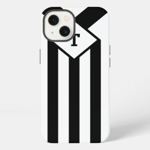 Black Stripes with Monogram on White iPhone 13 Case