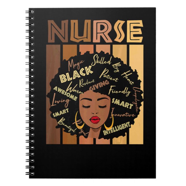Black Strong Nurse Afro Love Melanin African Ameri Notebook (Front)