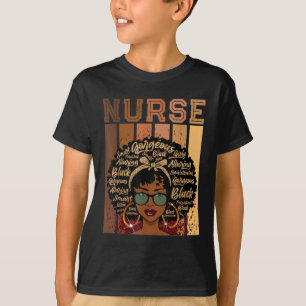 Black Strong Nurse Afro Love Melanin African Ameri T-Shirt