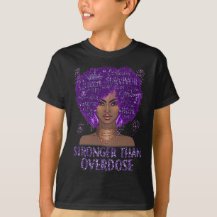 Black Stronger Than Overdose Awareness Ribbon Purp T-Shirt