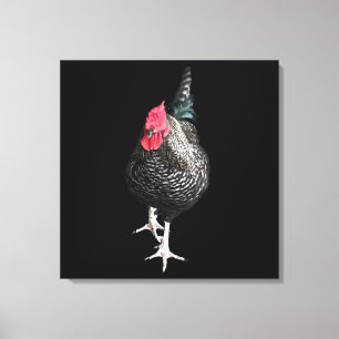 Black Strutting Cockerel No 3 Canvas Print