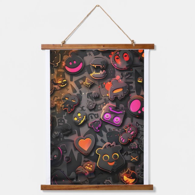  Black Style with colourful Emoji tapestry (Front)