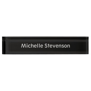 Black Stylish Elegant Modern Desk Nameplate