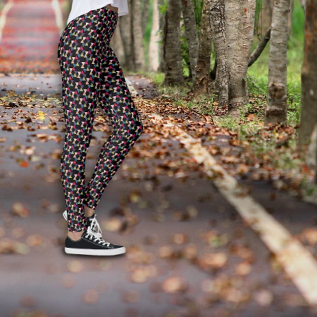 Black stylish geometric coloured pattern leggings (Creator Uploaded)