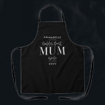 Black stylish modern mum mothers day typography apron<br><div class="desc">Girly Black stylish modern worlds greatest Mum Mother's day typography elegant simple stylish minimal apron design. Ideal birthday, Christmas, Mothers day, anniversary design.</div>