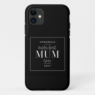 Black stylish modern mum mothers day typography iPhone 11 case
