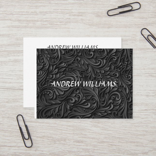 Black stylish modern pattern for him business card (Front/Back In Situ)
