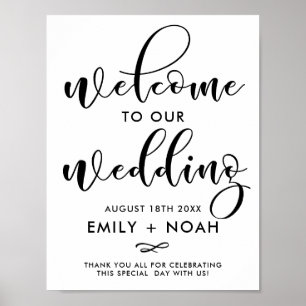 Black Stylish Script Welcome Wedding Sign Poster