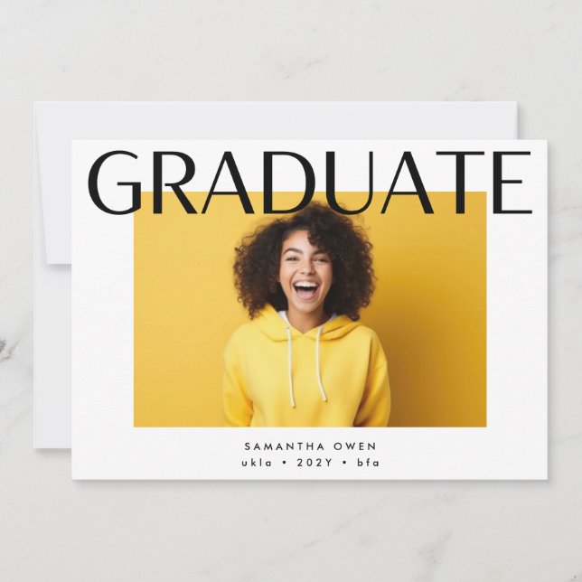 black stylish voguish ultra chic smart grad photo announcement (Front)