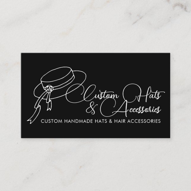 Black Stylist Hair Accessories Wedding Hat Business Card (Front)