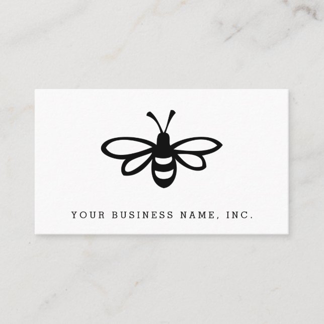Black Stylized Bee Illustration Business Card (Front)