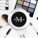 Black Stylized Bridesmaid Monogram Compact Mirror<br><div class="desc">A personalized compact mirror for your wedding bridesmaid or maid of honour that has her initial and name stylized on a black background. Edit to replace initial and name. Select your compact mirror style.</div>