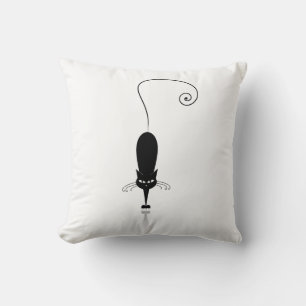 Black Stylized Cats Throw Pillow